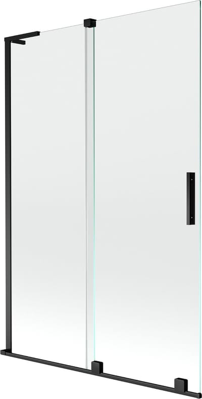 Mexen Velar L badscherm 2-delig schuifbaar 120 x 150 , transparant, zwart - 896-120-003-01-70