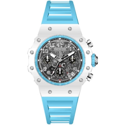 Invicta Racing 69621 Herenhorloge - Quartz Uurwerk - Acryl met Zilveren Wijzerplaat - 40 mm