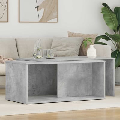 vidaXL - Koffietafel - Set - 2 - st - Beton - Grijs - 90 - x - 48 - x - 40 - cm - Bewerkt - hout