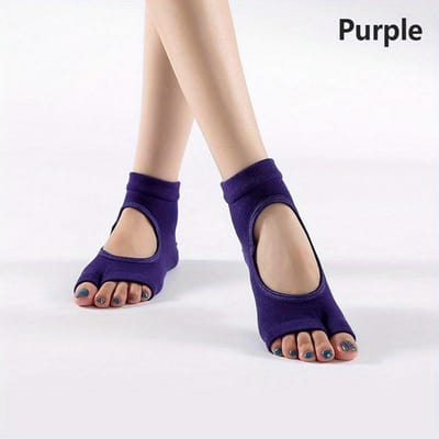 Dames Teensokken voor Yoga Antislip Schokabsorberend Sport Pilates Sok Sneldrogend Ballet Professionele Danssok paars
