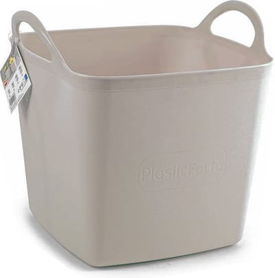 Plasticforte Kuip/emmer/wasmand - flexibel - beige - 43 liter - vierkant - kunststof - 40 x 40 x 44 cm