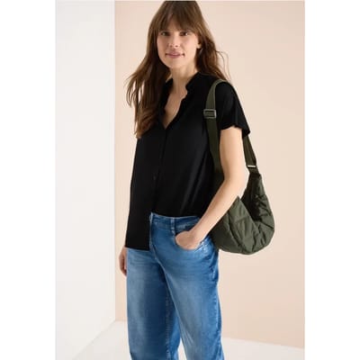 Basic blouse met overhemdkraag in effen kleur