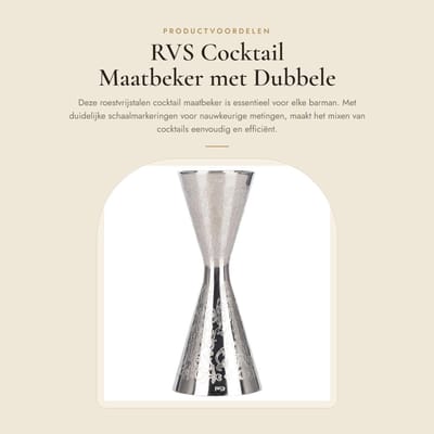 Dailygoods- Maatbeker RVS 30ml/45ml - Maatbeker Cocktail - Maatbeker Set - Maatbeker met Schaal - Nauwkeurige Meting - Gemakkelijk te Reinigen - Jigger