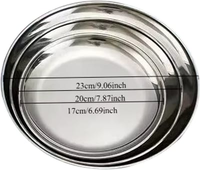 Hoogwaardige Ronde RVS Serveerschaal Zilver– 3 Stuks – Voor Fruit, Vlees, Dessert & Botspuwing – Keuken en Tafelgerei