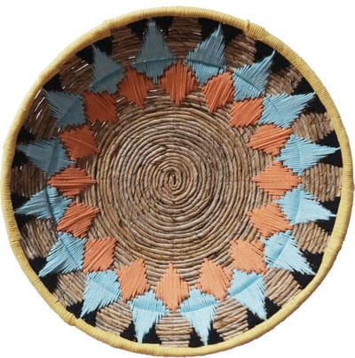 DUA wanddecoratie - ronde muurdecoratie mandala blue geel 57 cm