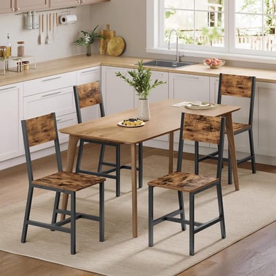 Industriële Eetkamerstoelen Set van 2 Vintage Bruin & Zwart Metalen Frame 46,6 x 36 x 87,1 cm Comfortabele Keukenstoelen voor Eetkamer, Woonkamer en Keuken