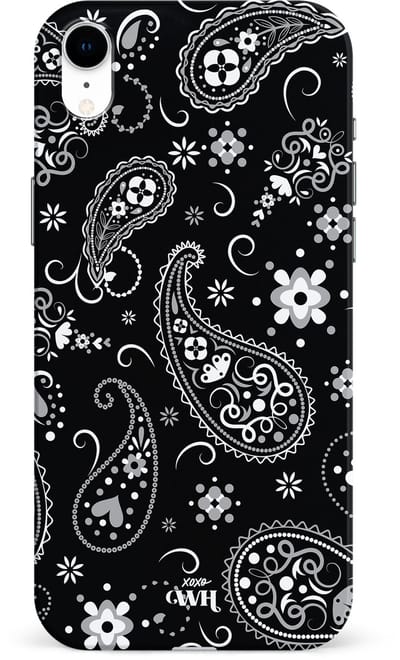 xoxo Wildhearts Paisley Dawn Black - Single Layer - Zwart hoesje geschikt voor iPhone Xr hoesje - Hartjes patroon case bloemen - Siliconen en TPU hoesje geschikt voor de iPhone Xr - zwart