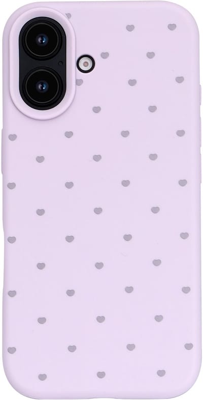Hoesje Geschikt voor iPhone 16 - Paars - Casemania Stevige Siliconen Back Cover met Hartjes Print