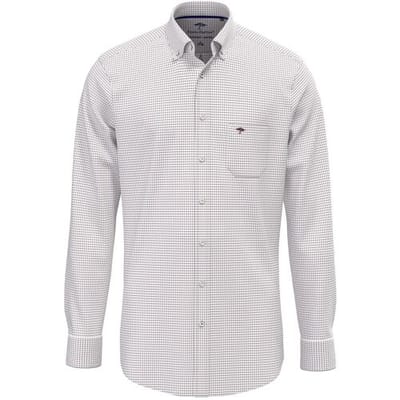 Fynch-Hatton Overhemd Mini Check Oxford Button-Down Deep Merlot / male