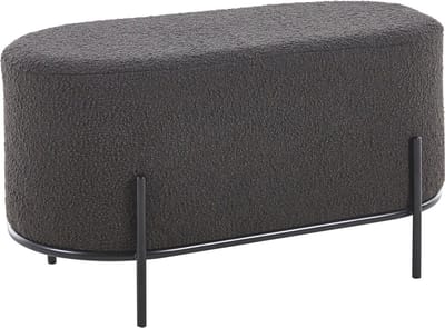 Poef Naomi Antraciet - Bouclé - Breedte 80 cm - Diepte 40 cm - Hoogte 42 cm