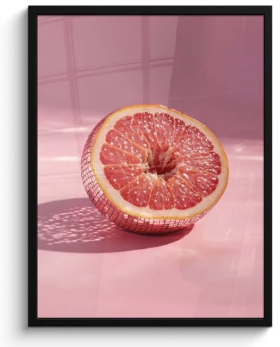 Fotolijst inclusief poster - Posterlijst 50x70 cm - Posters - Grapefruit - Roze - Disco - Shiny - Foto in lijst - Keuken decoratie muur - Wanddecoratie accessoires - Muurdecoratie - Schilderijen