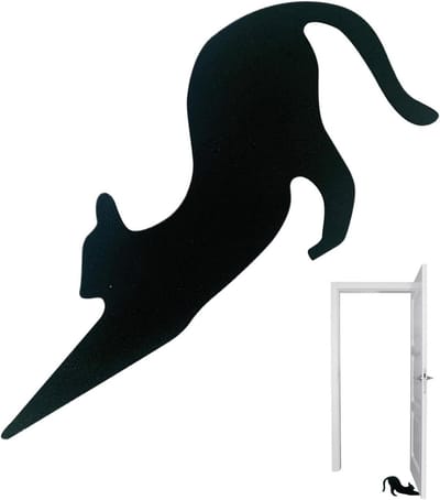 Deurstopper - Houten wig - Tocht voorkomen - Decoratief kattenontwerp - 165 cm - Houtkleur