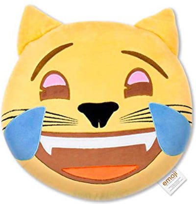 emoji Kussen cat Emotie Kussen Lach Emotion Emoji Laugh chat + Gratis Emoji Portemonnee- Deco- Slapen- Bed- Kamer- Decoratie- Sierkussen