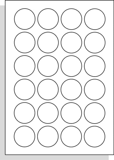 A4 Laserprinter etiketten - 40 mm rond - glanzend wit - 100 vel per doos