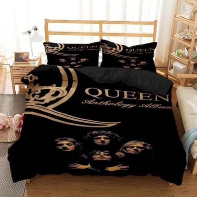 Queen Rockband Digitaal bedrukt beddengoed voor Jongens Queen beddengoedset Zacht en comfortabel Aangepaste King size beddengoedset EU Single 135x200cm