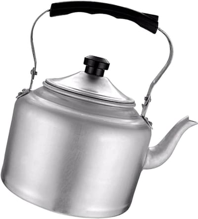 Theeketel Aluminium - Waterkoker Fluitketel - Kamperen Koken - Ringvormige Potbodem - 4 Liter - Zilver