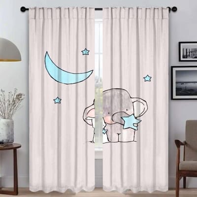 Keukengordijnen voor Slaapkamer Olifant Cartoon Woonkamergordijn Halloween Decoratie Interieurgordijnen 2 Stuks Shades W50xH70cmx2pcs-CL