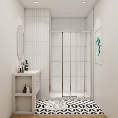Douchedeur schuifdeur 100x200cm 8mm gehard glass easyclean (Eén Vast glas+twee Schuifdeuren) glanzend chroom aluminium profiel