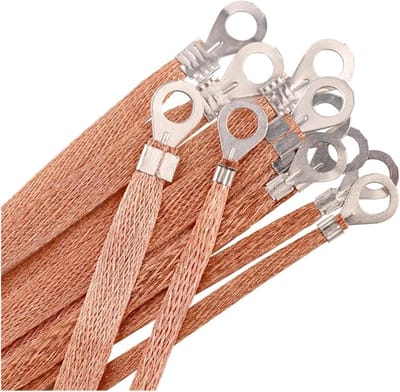 Gevlochten Aardingsband - Koperen Aderband - Elektrische Verbindingen - Hoge Geleiders - 6mm x 300mm 100 Stuks - Zilverkleurig