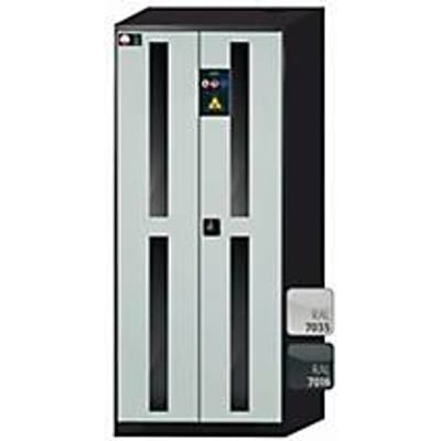asecos CS-CLASSIC-G chemische voorraadkast, scharnierende deuren met glasuitsparing, front in lichtgrijs, B 810 x D 520 x H 1950 mm