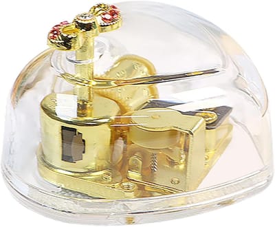 Muziekdoos Hartvormig - Speeldoos Acryl - Cadeau Geven - Transparant Verguld - 8x7x3.8 cm - Transparant