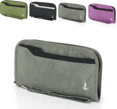 Hikr Reisportemonnee – Waterdichte Travel Wallet – 100% RFID-Blocker – Unisex Paspoorthouder – Organizer voor Reisdocumenten – Reisportefeuille & Paspoorthoes – Grijs