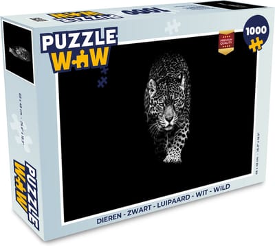 Puzzel Dieren - Zwart - Luipaard - Wit - Wild - Legpuzzel - Puzzel 1000 stukjes volwassenen