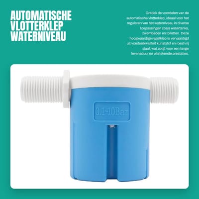 Dailygoods- Vlotterklep Automatisch - Waterniveau Regelklep - Geschikt voor Watertanks/Zwembaden - Kunststof/Roestvrij Staal - Corrosiebestendig - Voedselkwaliteit Materiaal - Waterniveau Regelaar