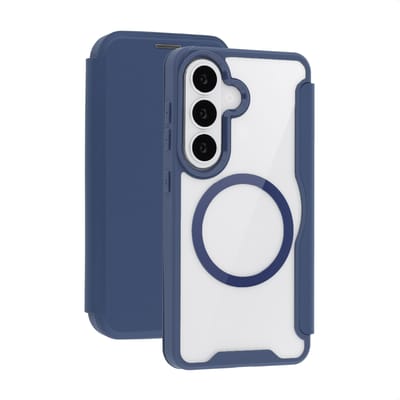 imoshion Hoesje - Geschikt voor Samsung Galaxy S26 - Transparante Bookcase met Magnetische Ring - Blauw