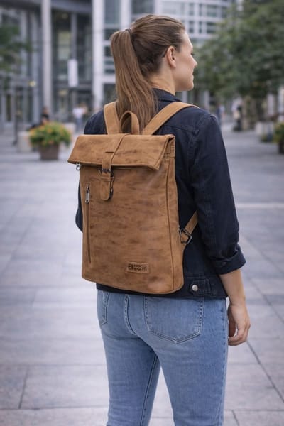 Enrico Benetti Rotterdam 66598 Laptop rugzak / businesstas rolltop rugzak 15" laptopvak- Camel