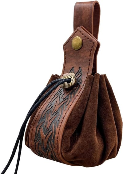 Retro Scandinavische Schoudertas van Faux Leer, Vintage Trekkoord Tas voor Festivals en Dagelijks Gebruik (Bruin, 4 x 16 cm)