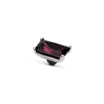 Melano Twisted Baguette Steentje Aubergine Zilver