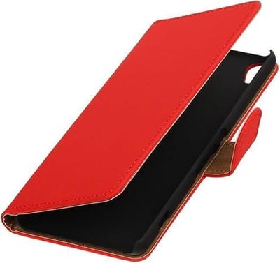 Rood Effen booktype wallet cover - telefoonhoesje - smartphone hoesje - beschermhoes - book case - hoesje voor LG Joy