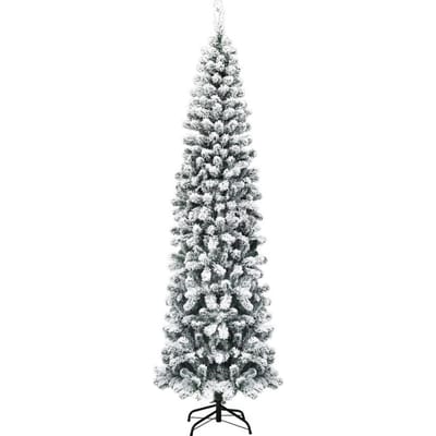 Coast Besneeuwde Slim Kunstkerstboom Wit/Groen – 67 x 229 cm – Pencil Design met 641 Takpunten