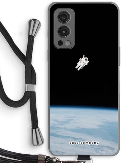 Case Company® - Hoesje met koord geschikt voor OnePlus Nord 2 5G hoesje met Koord - Alone in Space - Telefoonhoesje met Zwart Koord - Bescherming aan alle Kanten en Over de Schermrand