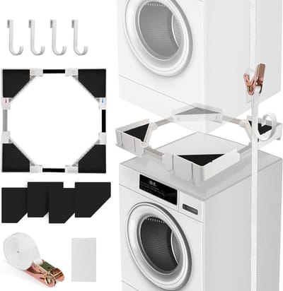 Universeel Tussenbouwframe Wasmachine Droger Set – Verstelbaar Stapelrek 45-68 cm