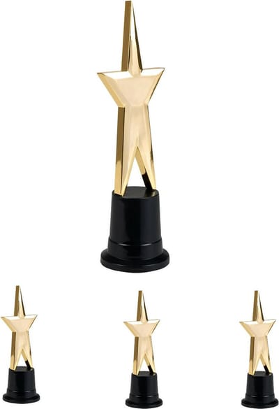 Boland Star award prijs - 4x - gouden ster - 22 cm - kunststof - prijzen - feestartikelen