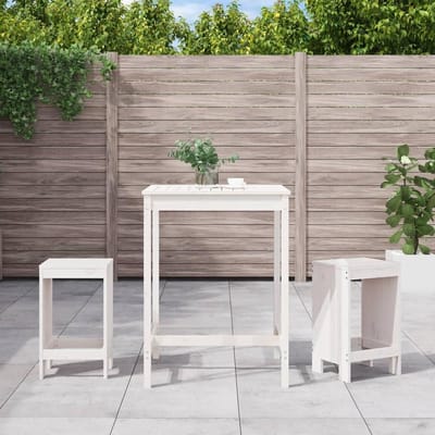 Tuinbar set - Bistro set - Buiten dineren - Massief hout - 825 x 825 x 110 cm - Wit