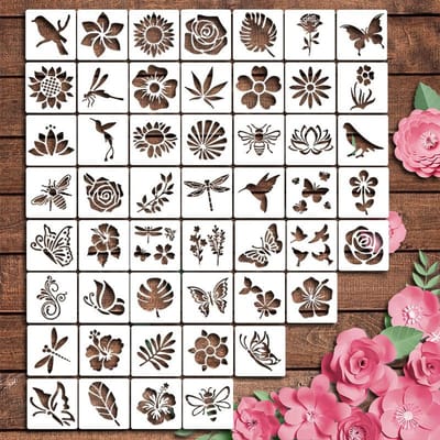 Origineel Ontwerp, 50 Stuks/set, Bloemschilderij Sjabloon, Vogelschilderij Sjabloon, Bladschilderij Sjabloon, Bloementhema, DIY Gereedschap 50-pack