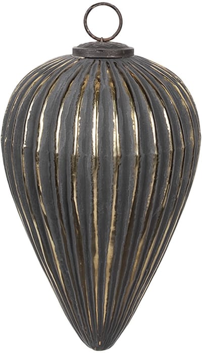 Clayre & Eef Kerstbal Overig Ø 15x26 cm Zwart Glas Kerstballen