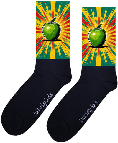 Appel sokken - Verjaardag cadeau - Opkikkertje - Pop style sokken - Vrolijke sokken - Food sokken - Valentijns cadeau - Vrolijke sokken - Grappige sokken - Leuke dames en heren sokken - Moederdag - Vaderdag - Sokken maken Happy - Onesize