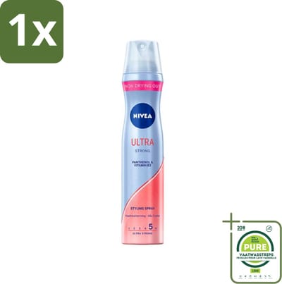 1 x Nivea - Haarspray - Ultra Strong - 250 ml - Haarspray - Sterke Fixatie - Langdurige Hold - Macadamia Olie - Haarverzorging