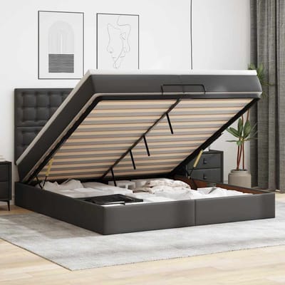 vidaXL - Ottoman - bed - met - matrassen - 200x200cm - kunstleer - zwart