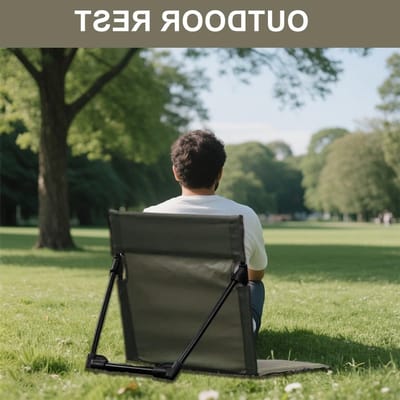 Verstelbare vloerstoel met rugleuning, opvouwbare strandmat, draagbare zitplaats voor kamperen, picknicken en buitenactiviteiten (Groen)