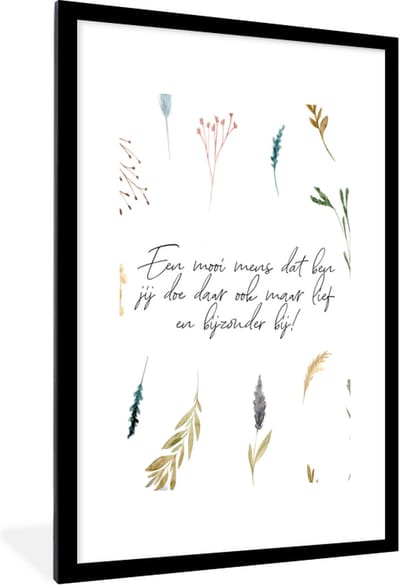 Fotolijst incl. Poster - Quotes - Vrienden - Vriendschap - Een mooi mens dat ben jij - Spreuken - 80x120 cm - Posterlijst
