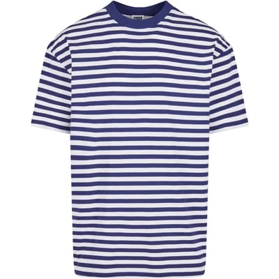 Urban Classics - Regular Stripe Heren T-shirt - XL - Wit/Blauw