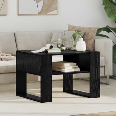 vidaXL - Salontafel - Zwart - Eiken - 66 - x - 53 - x - 45 - cm - Bewerkt - hout