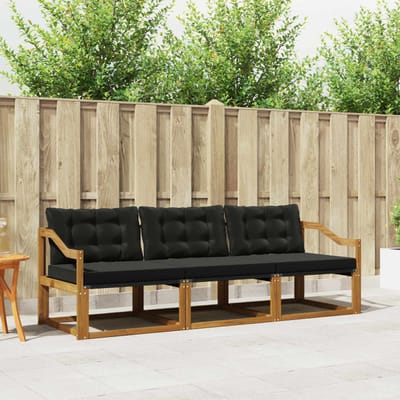 vidaXL - Buiten - bank - set - 3 - st - Natuurlijk - en - zwart