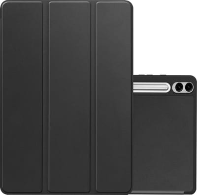 Hoes - Geschikt voor Samsung Galaxy Tab S9 FE Plus - Dun & Stevig - Trifold Bookcase - Hard Cover Case - Met Uitsparing Geschikt voor S Pen - Hardcover Book - Tablet Hoesje - Zwart