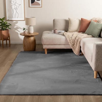 Flycarpets Amalfi vloerkleed Antraciet - Laagpolig wasbaar Fluffy en Zacht - 80x150 cm